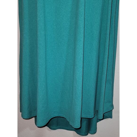 LulaRoe Green Marled Hi Low Midi A-Line Dress Medium Short Sleeves Soft - Picture 5 of 6